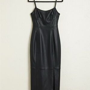 All Saints Black Midi Dress with Spaghetti Straps
